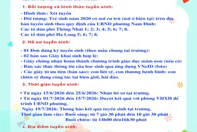KẾ HOẠCH VÀ THÔNG BÁO TUYỂN SINH LỚP 1 NĂM HỌC 2026 – 2027